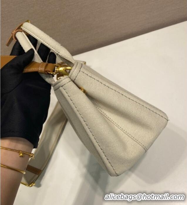 Well Crafted Prada Jardiniere linen blend mini handbag 1BA038 White 2025