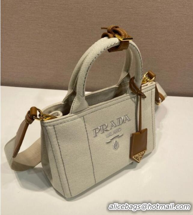 Well Crafted Prada Jardiniere linen blend mini handbag 1BA038 White 2025