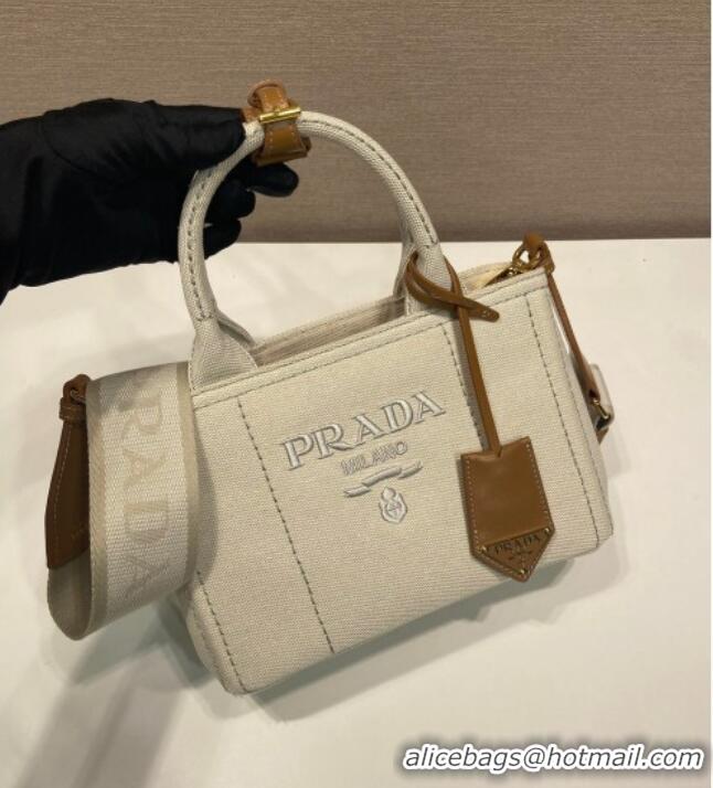 Well Crafted Prada Jardiniere linen blend mini handbag 1BA038 White 2025