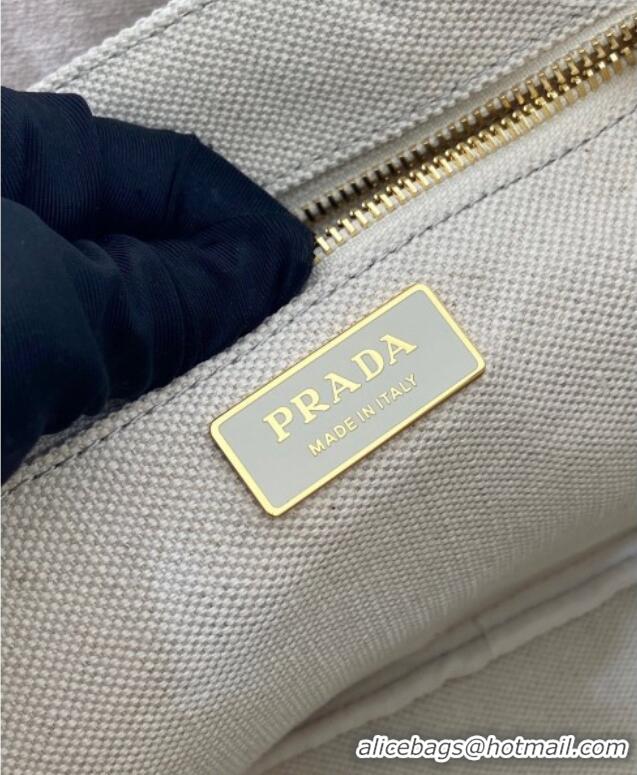 Best Price Prada Jardiniere small linen blend handbag 1BG464 White 2025