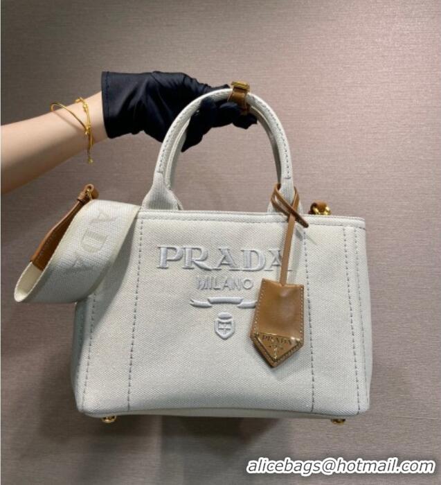 Best Price Prada Jardiniere small linen blend handbag 1BG464 White 2025