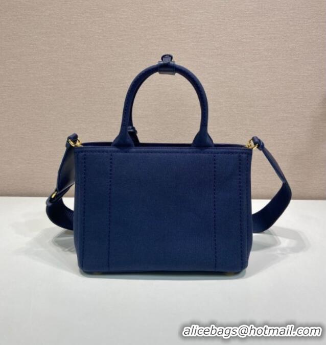 Best Product Prada Jardiniere small cotton canvas handbag 1BG464 Baltic Blue 2025