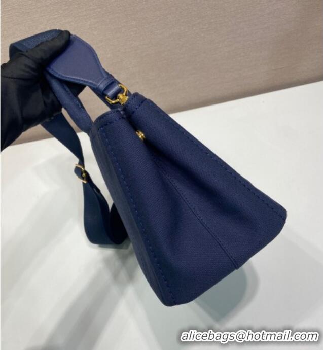 Best Product Prada Jardiniere small cotton canvas handbag 1BG464 Baltic Blue 2025