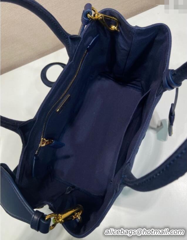 Best Product Prada Jardiniere small cotton canvas handbag 1BG464 Baltic Blue 2025