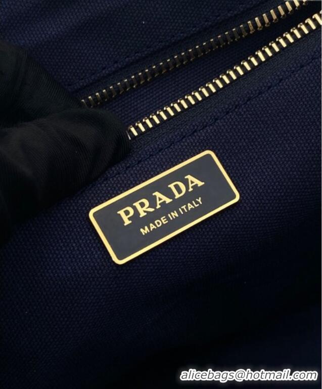 Best Product Prada Jardiniere small cotton canvas handbag 1BG464 Baltic Blue 2025
