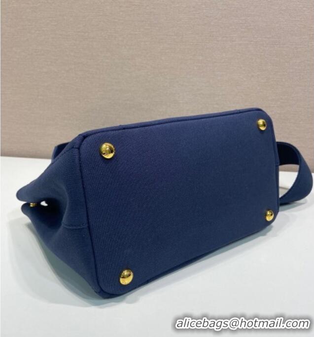 Best Product Prada Jardiniere small cotton canvas handbag 1BG464 Baltic Blue 2025