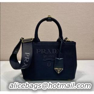 Top Quality Prada Jardiniere small cotton canvas handbag 1BG464 Black 2025