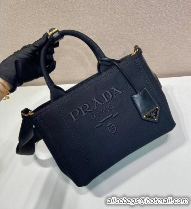 Top Quality Prada Jardiniere small cotton canvas handbag 1BG464 Black 2025