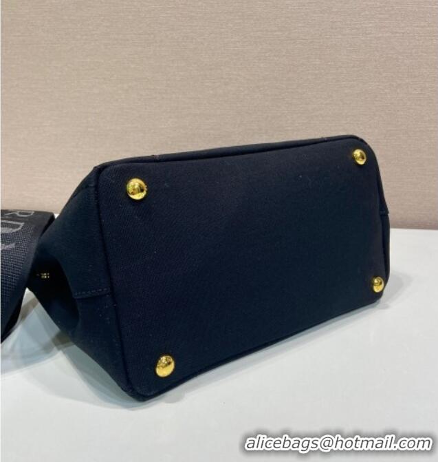Top Quality Prada Jardiniere small cotton canvas handbag 1BG464 Black 2025