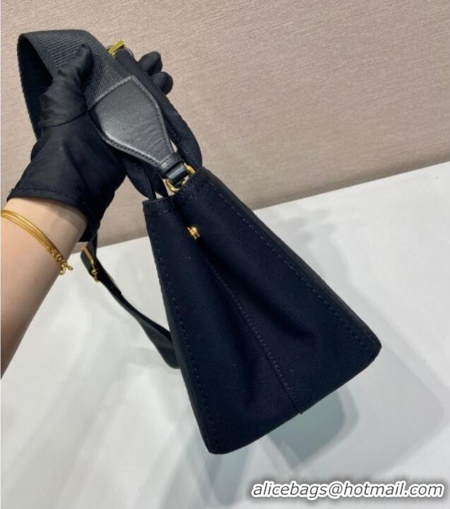 Top Quality Prada Jardiniere small cotton canvas handbag 1BG464 Black 2025