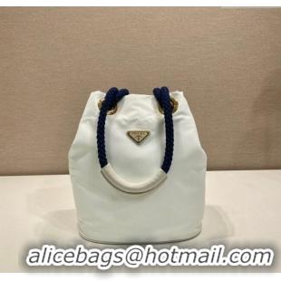 Luxury Cheap Prada Mariner Re-Nylon small bucket bag 1BE082 White 2025