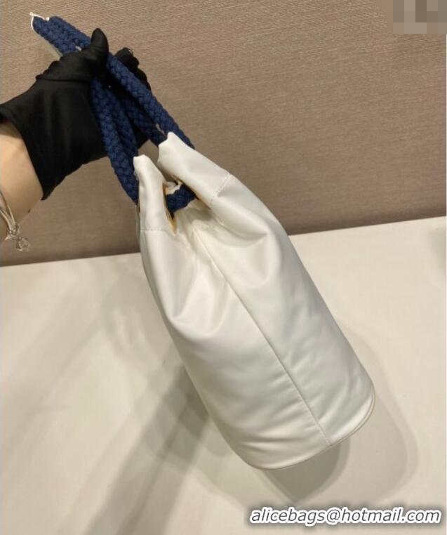 Luxury Cheap Prada Mariner Re-Nylon small bucket bag 1BE082 White 2025
