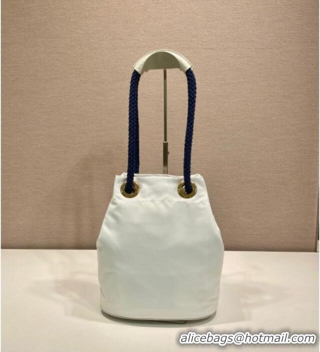 Luxury Cheap Prada Mariner Re-Nylon small bucket bag 1BE082 White 2025
