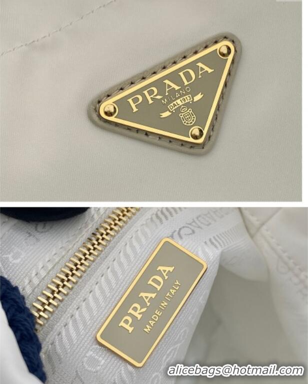 Luxury Cheap Prada Mariner Re-Nylon small bucket bag 1BE082 White 2025