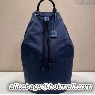 Grade Quality Prada Mens Canvas drawstring duffle bag 2VY011 Baltic Blue 2025