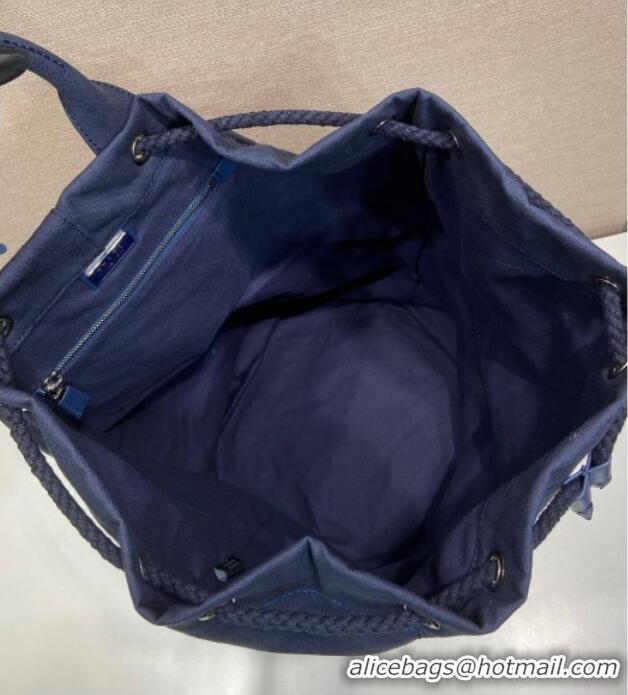 Grade Quality Prada Mens Canvas drawstring duffle bag 2VY011 Baltic Blue 2025