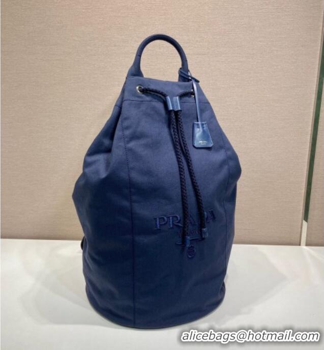 Grade Quality Prada Mens Canvas drawstring duffle bag 2VY011 Baltic Blue 2025