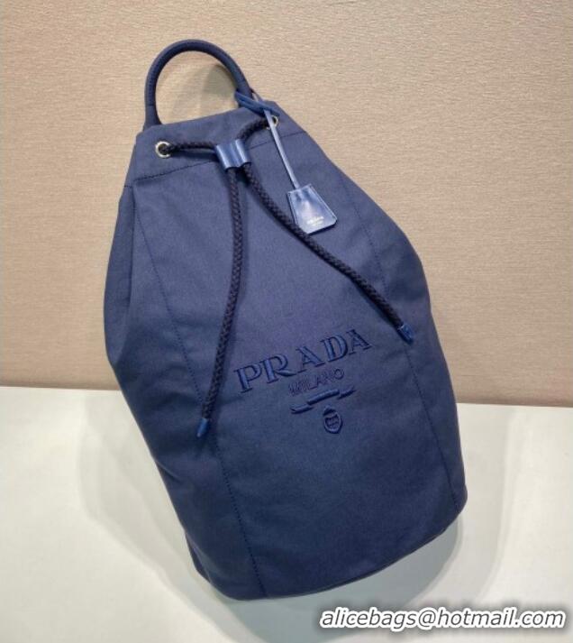 Grade Quality Prada Mens Canvas drawstring duffle bag 2VY011 Baltic Blue 2025