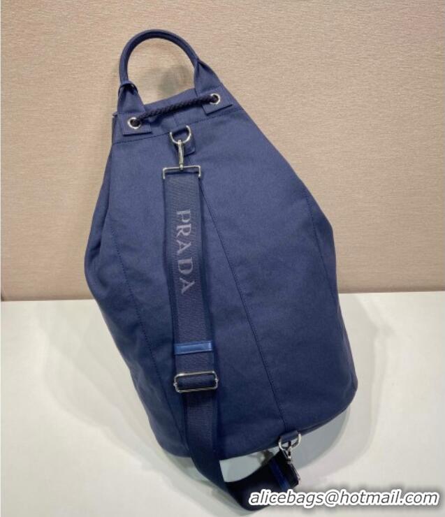 Grade Quality Prada Mens Canvas drawstring duffle bag 2VY011 Baltic Blue 2025
