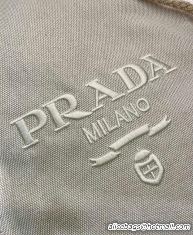 Best Price Prada Mens Linen blend drawstring duffle bag 2VY011 White 2025