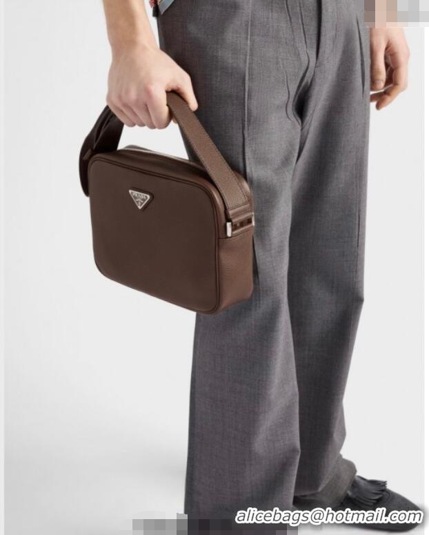 Shop Top Quality Prada Mens Leather shoulder bag Sienna 2VH189 Brown 2025