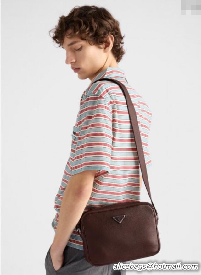Shop Top Quality Prada Mens Leather shoulder bag Sienna 2VH189 Brown 2025