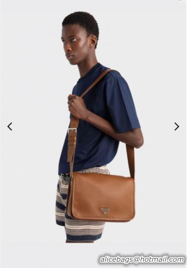 Most Popular Prada Mens Leather shoulder bag 2VD075 Cognac Brown 2025