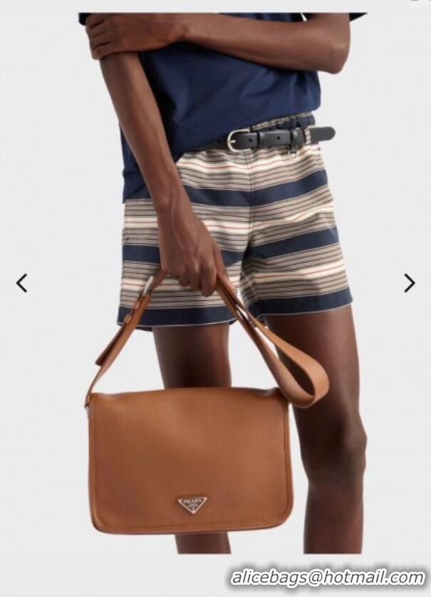 Most Popular Prada Mens Leather shoulder bag 2VD075 Cognac Brown 2025