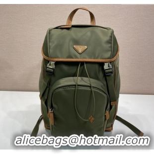 Buy Discount Prada Mens Re-Nylon and Saffiano Leather Backpack 2VZ135 Green 2025