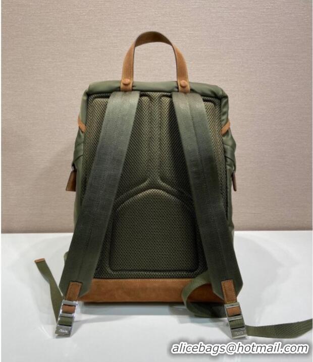 Buy Discount Prada Mens Re-Nylon and Saffiano Leather Backpack 2VZ135 Green 2025