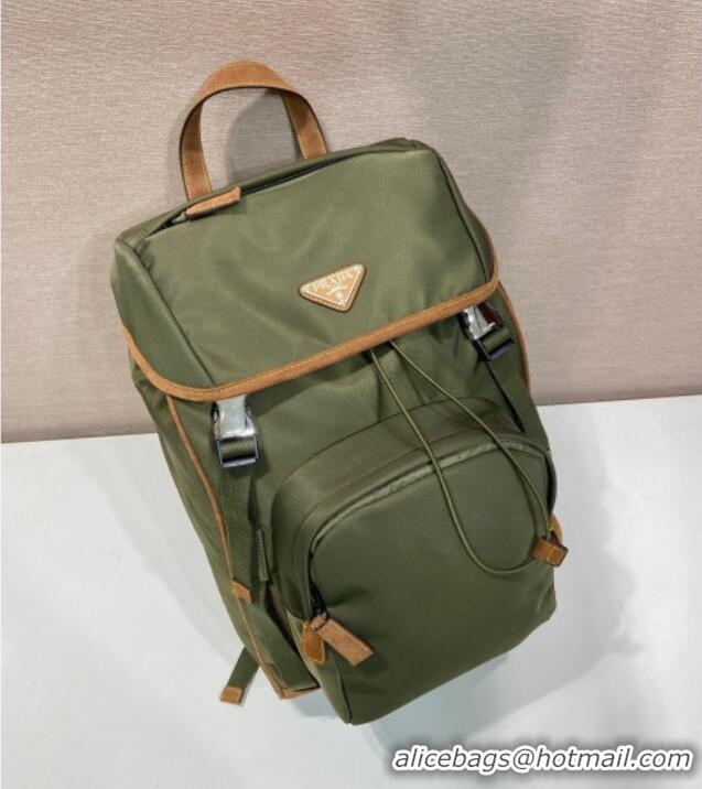 Buy Discount Prada Mens Re-Nylon and Saffiano Leather Backpack 2VZ135 Green 2025