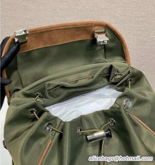 Buy Discount Prada Mens Re-Nylon and Saffiano Leather Backpack 2VZ135 Green 2025