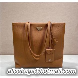 Traditional Discount Prada Mens Leather Tote Bag 2VG130 Cognac Brown 2025