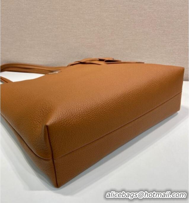 Traditional Discount Prada Mens Leather Tote Bag 2VG130 Cognac Brown 2025