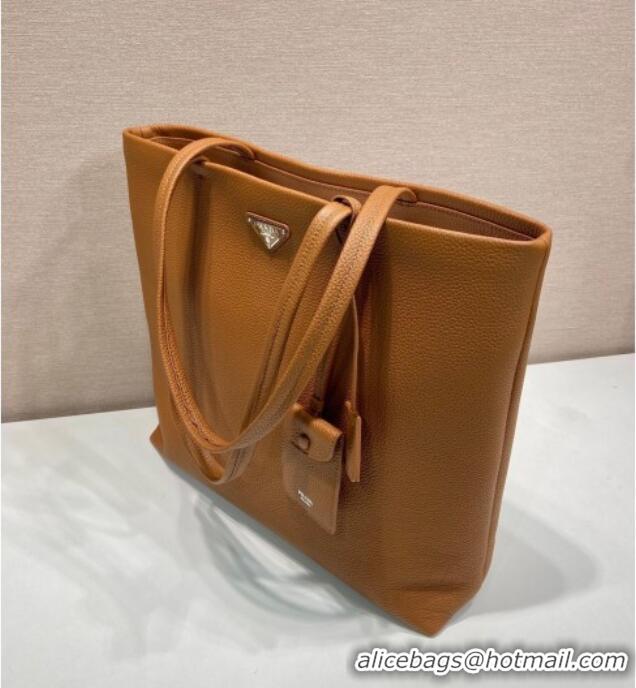 Traditional Discount Prada Mens Leather Tote Bag 2VG130 Cognac Brown 2025