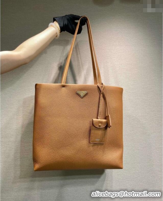 Traditional Discount Prada Mens Leather Tote Bag 2VG130 Cognac Brown 2025