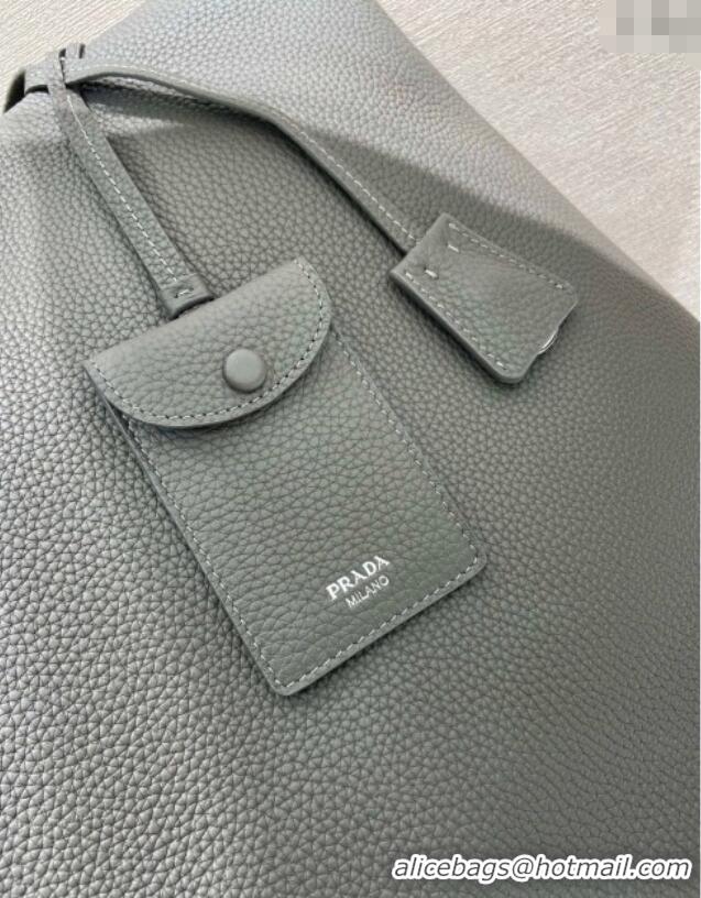 Top Grade Prada Mens Leather Tote Bag 2VG130 Grey 2025