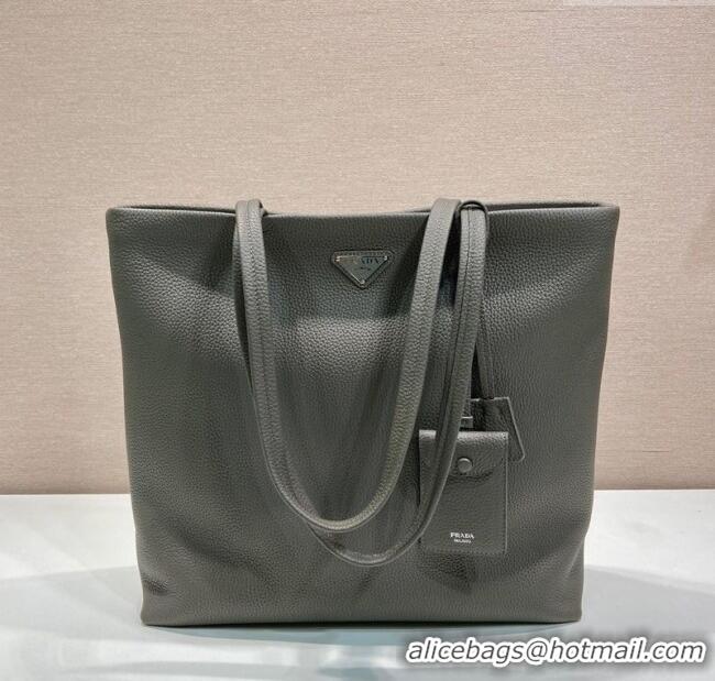 Top Grade Prada Mens Leather Tote Bag 2VG130 Grey 2025