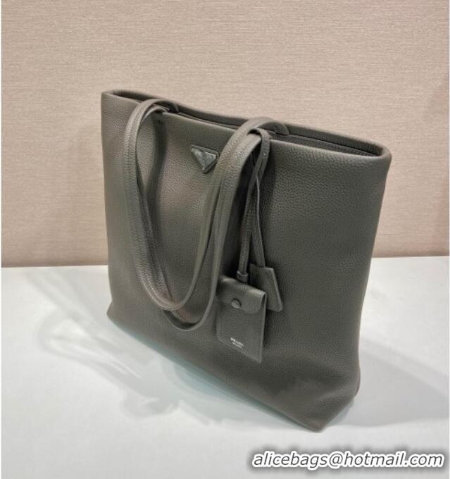 Top Grade Prada Mens Leather Tote Bag 2VG130 Grey 2025