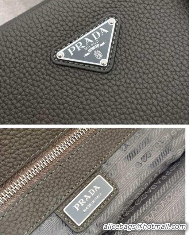 Top Grade Prada Mens Leather Tote Bag 2VG130 Grey 2025
