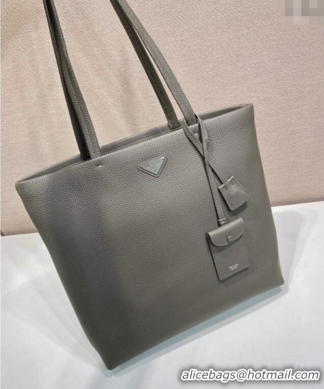 Top Grade Prada Mens Leather Tote Bag 2VG130 Grey 2025