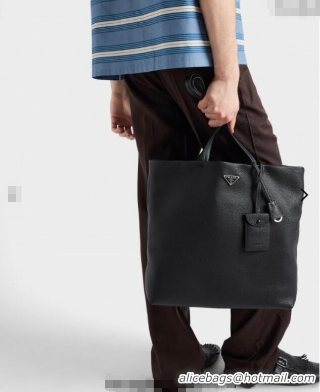 Reasonable Price Prada Mens Leather tote bag 2VG130 Black 2025