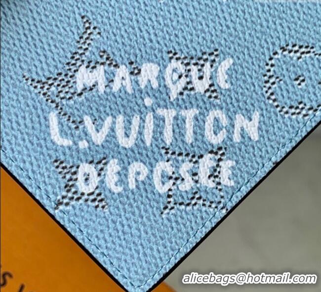 Grade Design Louis Vuitton Slim Card Holder Wallet in Monogram Heritage Canvas M14817 Blue 2025