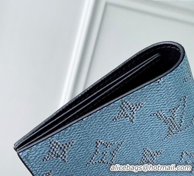 Grade Design Louis Vuitton Slim Card Holder Wallet in Monogram Heritage Canvas M14817 Blue 2025