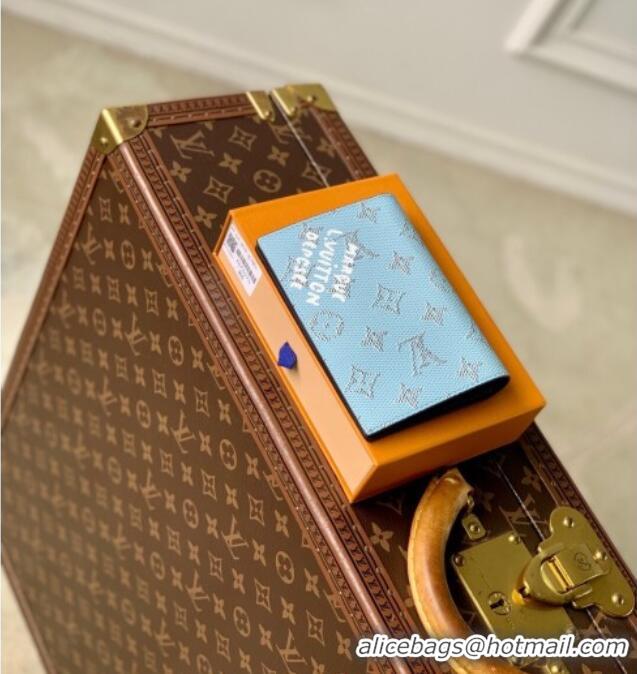 Grade Design Louis Vuitton Slim Card Holder Wallet in Monogram Heritage Canvas M14817 Blue 2025