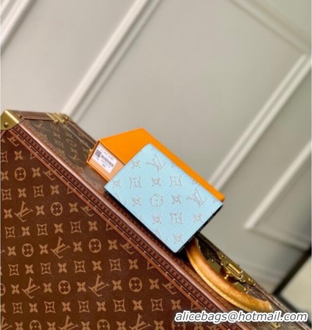 Grade Design Louis Vuitton Slim Card Holder Wallet in Monogram Heritage Canvas M14817 Blue 2025