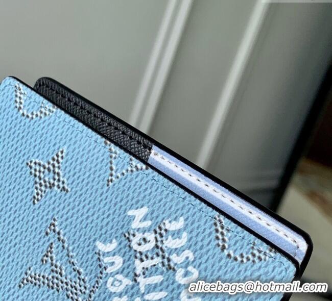 Pretty Style Louis Vuitton Pocket Organizer Wallet in Monogram Heritage Canvas M14688 Blue 2025