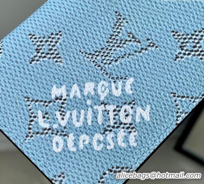 Pretty Style Louis Vuitton Pocket Organizer Wallet in Monogram Heritage Canvas M14688 Blue 2025