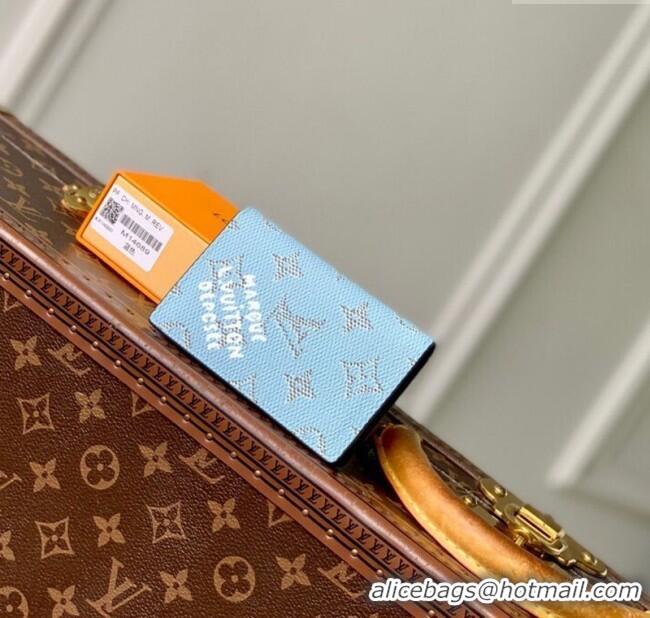 Pretty Style Louis Vuitton Pocket Organizer Wallet in Monogram Heritage Canvas M14688 Blue 2025