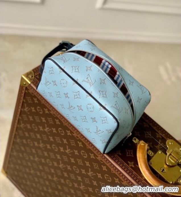 Well Crafted Louis Vuitton Mens Locker Dopp Kit Cluch in Monogram Heritage Canvas M14839 Blue 2025